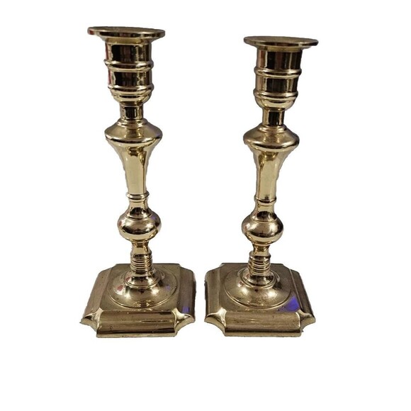 Vintage Valsan Brass Candlestick Holders Set Of 2 Made In Portugal 10" - Picture 1 of 3